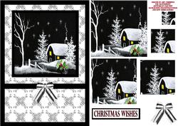 Black and White Winter House Pyramid Card Front