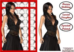 Little Black Dress, Red Themed Decoupage Card Front