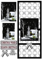 Black and White Winter House Over the Edge Card