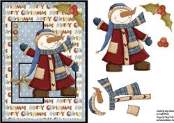 Snowman All Wrapped Up Decoupage Card Front