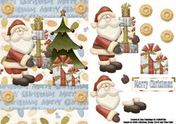 Santa's Here! Decoupage Card Front