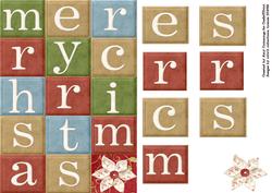 Merry Christmas Patchwork Word Card Front