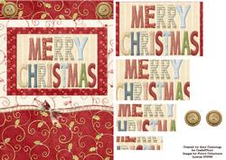 Patchwork Merry Christmas Pyramid Card Front