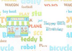 Toy Shop 6th Birthday Card Insert