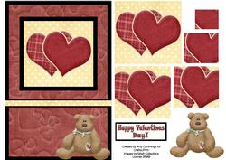 Two Hearts Teddy Love Valentines Card