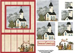Christmas Church Pyramid Card
