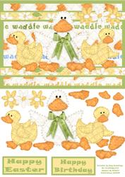 Cute Waddle Birthday/easter Decoupage Card