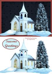 Winter Church Decoupage Design