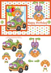 Clown Childrens Birthday Decoupage Card