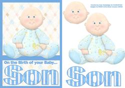 On the Birth of Your Baby Son A5 Decoupage