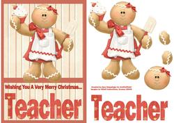 Merry Christmas Female Teacher A5 Card