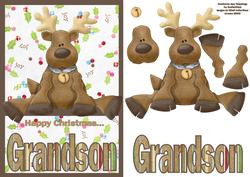 Happy Christmas Grandson A5 Decoupage Card