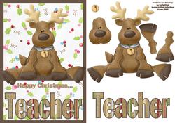 Happy Christmas Teacher A5 Decoupage Card
