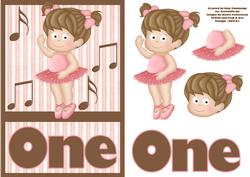One Today! Ballerina Birthday Card