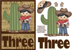Three Today! Cowboy Birthday Card