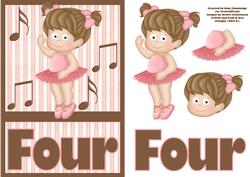 Four Today! Ballerina Birthday Card
