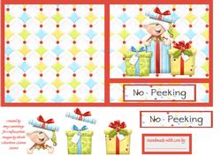 No Peeking! Christmas Elf Decoupage Card