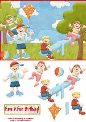 Fun at the Park Childrens Decoupage Card