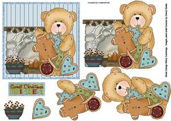 Sweet Christmas Wishes Teddy Decoupage