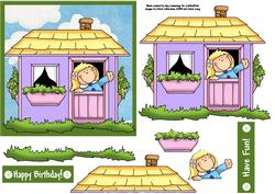 In the Playhouse Decoupage Card