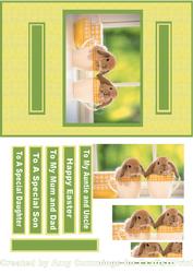Easter Bunnies in Teacups Card Front
