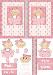Twin Baby Girls Card Front