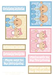 Twins Christening Invitation