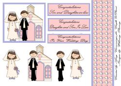 Wedding Couple with Church Decoupage