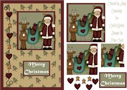 Christmas Santa with Reindeer and Sleigh Card Front