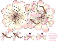 Flower Shaped Card with Dragonfly's