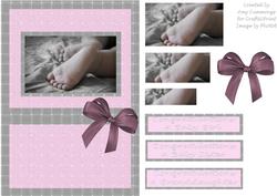 New Baby Girl Feet Arrival Card Front