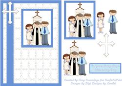 Baby Boy Christening Decoupage Card Front