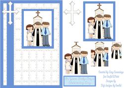 Baby Boy Christening Pyramid Card Front