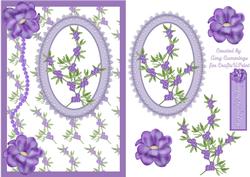 Purple Flower Sprigs Decoupage Card Front