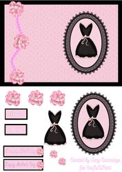 Pink Floral and Fashion Decoupage Card Front