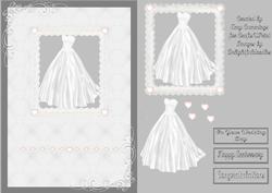 Silver Themed Wedding Decoupage Card Front