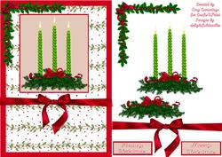 Candle Arrangement Christmas Decoupage Card Front