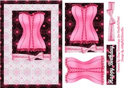 Pink Basque and Lace Decoupage Card Front