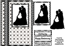 Black and White Wedding or Anniversary Decoupage Card Front