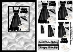 Black, White and Satin Ladies Fashion Pyramid Card