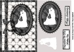 Black and White Wedding Couple Decoupage Card