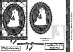 Black and White Wedding Couple Decoupage Design