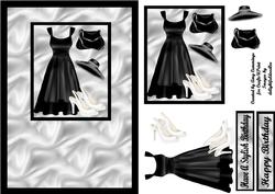 Black, White and Satin Ladies Fashion Decoupage Card