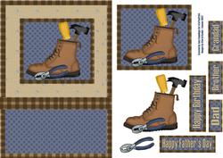 Work Boot and Tools Decoupage Card