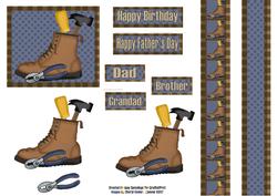Work Boot and Tools Decoupage Design