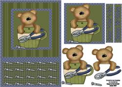 Teacup DIY Bear Decoupage Card Front