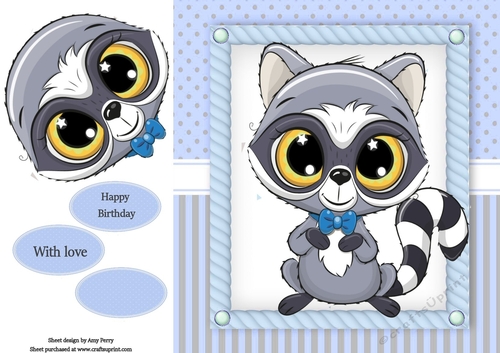 Gorgeous Raccoon With Bow Tie 8x8