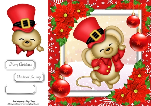 Gorgeous Mouse In Red Top Hat 8x8