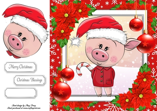 Gorgeous Pig In Santa Hat 8x8