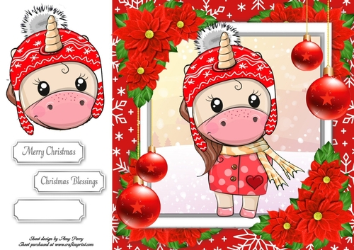 Gorgeous Unicorn In Bobble Hat 8x8